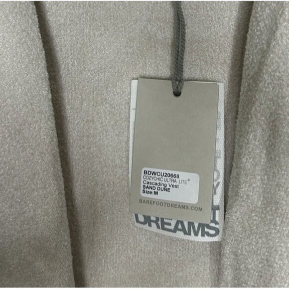 Barefoot Dreams CozyChic Ultra Lite Cascading Vest Sand Dune Size Medium NWT - Picture 2 of 11